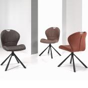 Chaise moderne pivotante en tissu marron NOVELLA (lot de 2)