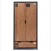 Chambre ado complète industrielle en bois BRONX armoire 2 portes