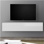 Grand meuble TV blanc laqué et gris béton PUNTA