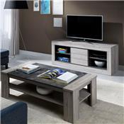 Table basse 130 cm contemporaine couleur bois gris OVIDE