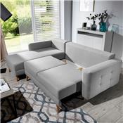 Canapé d'angle gris en tissu avec lit ASUKA