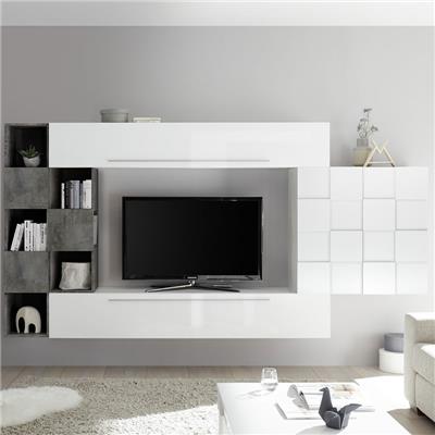 Ensemble télévision blanc et gris foncé design ARDENZA