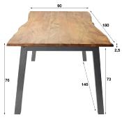Table 180 cm en bois massif et acier PENNY