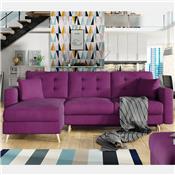 Canapé d'angle convertible en tissu violet ASUKA
