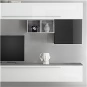 Meuble TV suspendu blanc et gris laqué ISERNIA