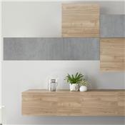 Mur TV design gris et couleur chêne PAPIANO