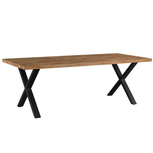 Table industrielle 190 cm couleur chêne foncé  pieds X ETINCELLE