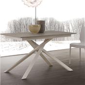 Table extensible effet béton avec pieds blanc ARISTIDE