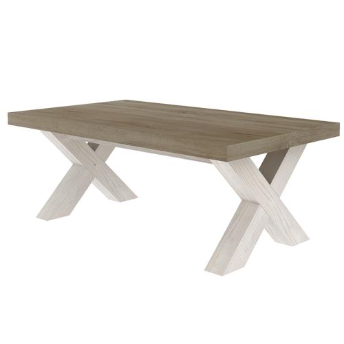 Table basse 120 cm blanc et couleur chêne GEORGIA