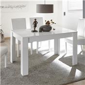 Table de repas blanc laqué design 180 cm ELMA Sans rallonge