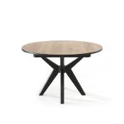 Table ronde moderne couleur chêne et noir CLARENCE