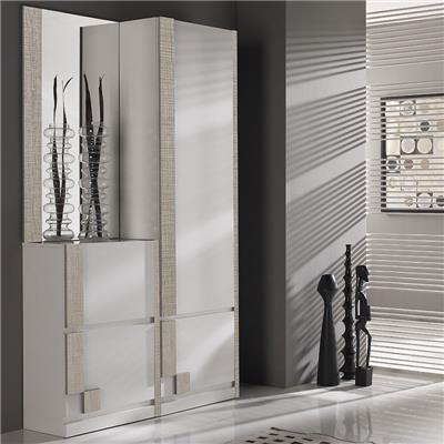 Vestiaire d'entrée blanc et couleur bois clair moderne RIMAC 2
