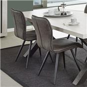 Chaise en tissu gris design LUCAS (lot de 2)