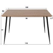 Petite table 120 cm couleur chêne et métal JOAN