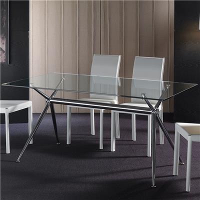 Table en verre 140 cm design chomé ATHENA