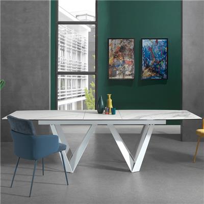 Table blanche extensible en céramique effet marbre ZOLA