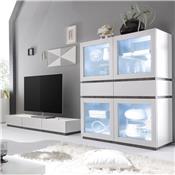 Banc TV design blanc 3 tiroirs VALERONA 2