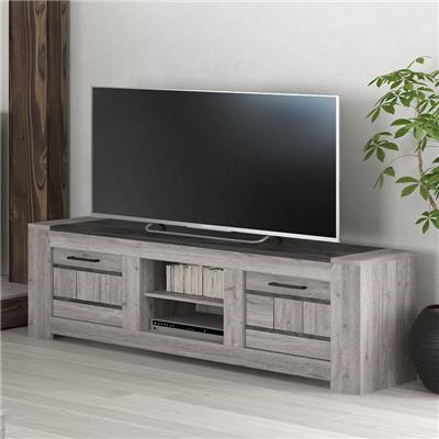 Meuble TV 155 cm moderne couleur chêne gris CAMELIA