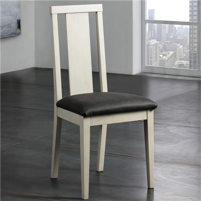 Chaise bois blanc avec coussin noir TROPEZ (lot de 2)