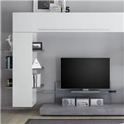 Meuble TV suspendu blanc et gris clair TARENTA