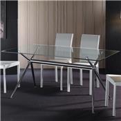 Table 160 cm design en verre et acier chomé ATHENA