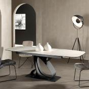 Table extensible en céramique effet marbre blanc DIABO