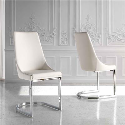 Chaise design blanche et chromé SEOS (lot de 2)