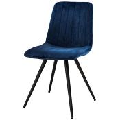 Chaise moderne en velours bleu EMELINE (lot de 4)