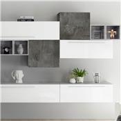 Ensemble meuble TV mural blanc et gris foncé VASTO