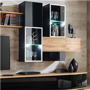Ensemble meuble TV noir et couleur bois BAGNOLO