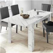 Séjour avec table extensible effet marbre blanche ICELAND