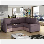 Canapé d'angle droite violet et rose CONORA