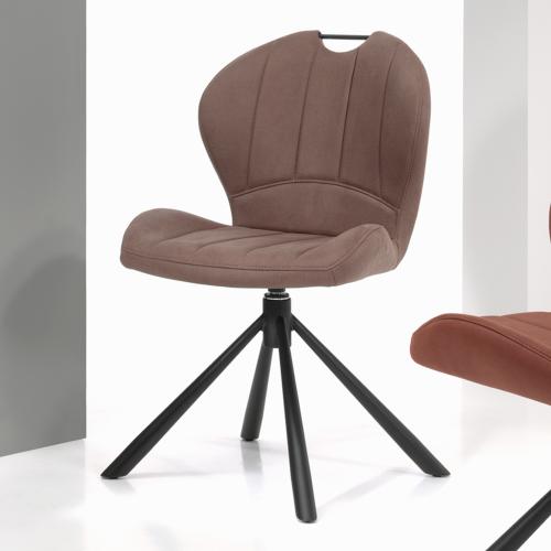 Chaise moderne pivotante en tissu marron NOVELLA (lot de 2)