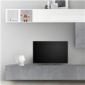 Mur TV design gris béton et blanc laqué OSTERIA