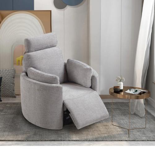 Fauteuil relax rocking-chair en tissu gris JULIO