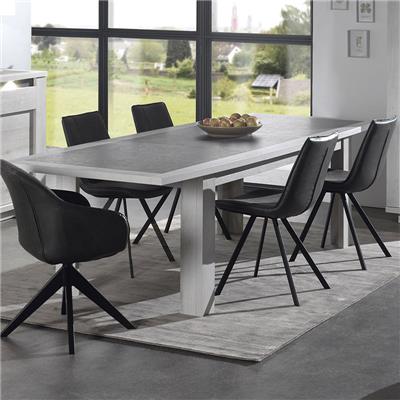 Table extensible moderne couleur chêne blanc et gris CHILDERIC