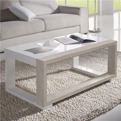 Table de salon relevable blanche et couleur bois clair CORREZE 2