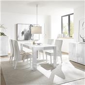 Table de repas blanc laqué design 180 cm ELMA Avec 1 rallonge