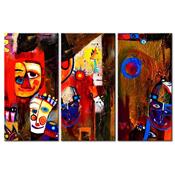 Triptyque multicolore abstrait Carnaval 120x80