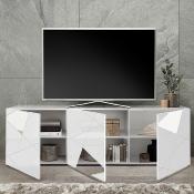 Banc TV blanc laqué design VICTOIRE