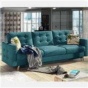 Canapé lit 3 places bleu en tissu ASTRID