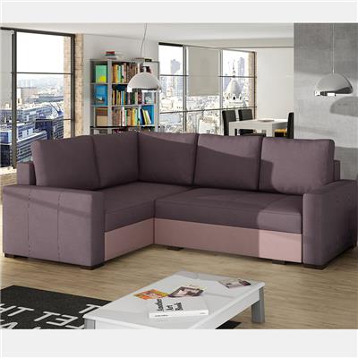 Canapé lit angle gauche violet et rose CONORA