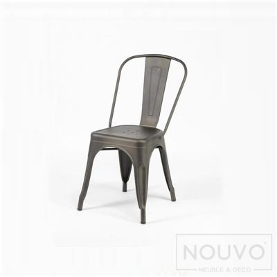 Chaise design métal gris GABRIELLE (lot de 4)