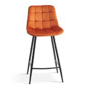 Chaise haute en velours orange moderne JUDAS (lot de 2)