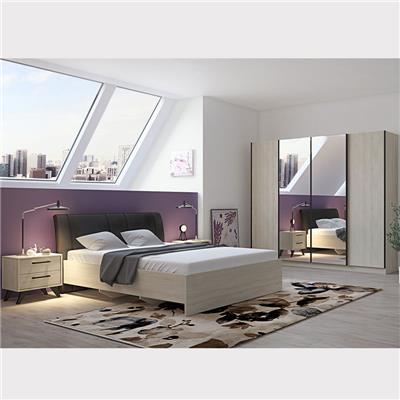Chambre à coucher complète moderne couleur bois clair ANYA