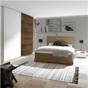Chambre complète moderne blanc et couleur noyer foncé DELFINO lit coffre
