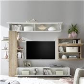 Ensemble meubles tv blanc et gris design FINO 2