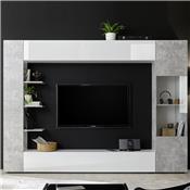Meuble tv mural blanc et gris design FINO 2