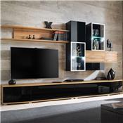 Ensemble meuble TV noir et couleur bois BAGNOLO