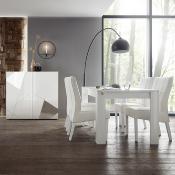 Table à manger extensible 140 cm design blanche AMBER